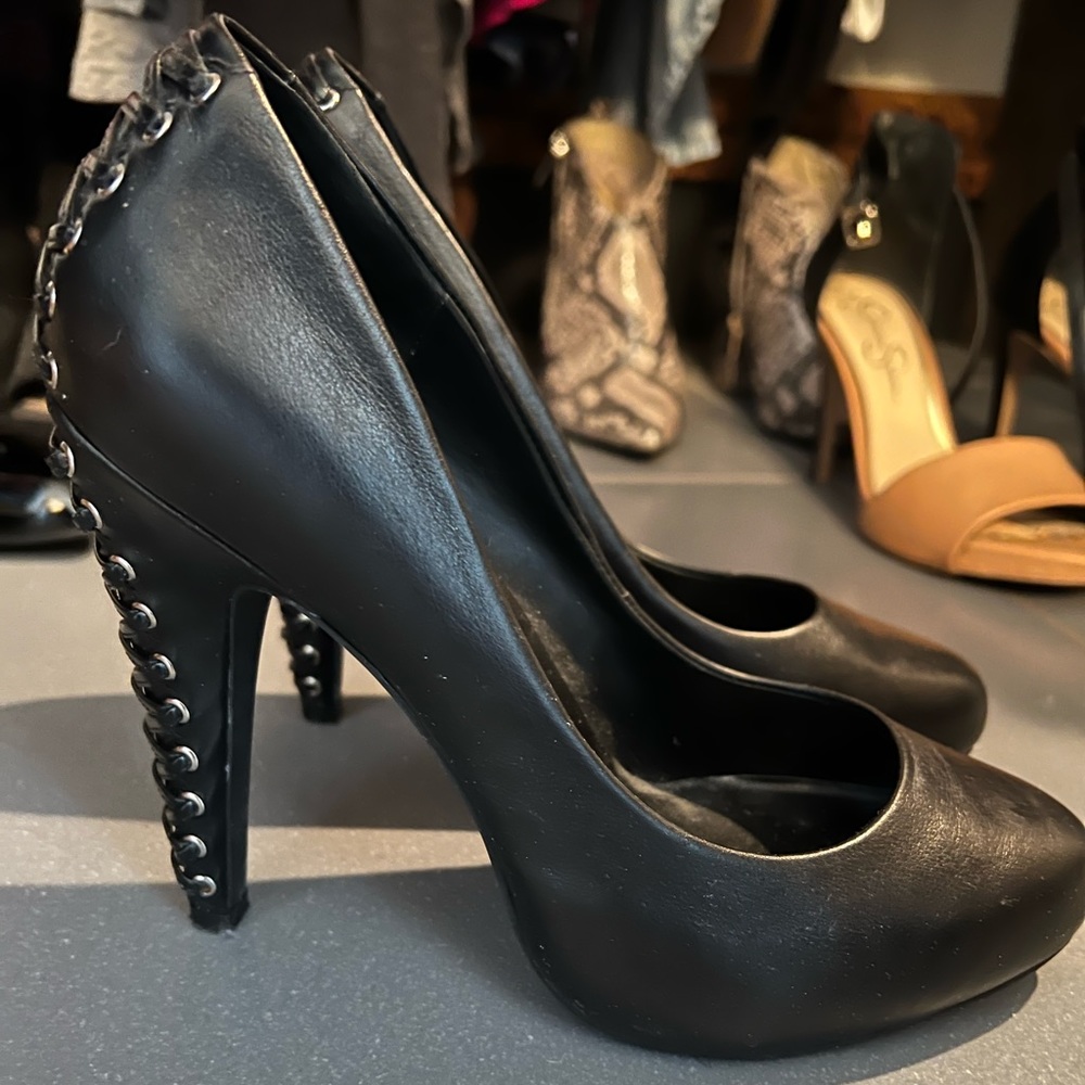 Faux lace up black Jessica Simpson heels size 8.5